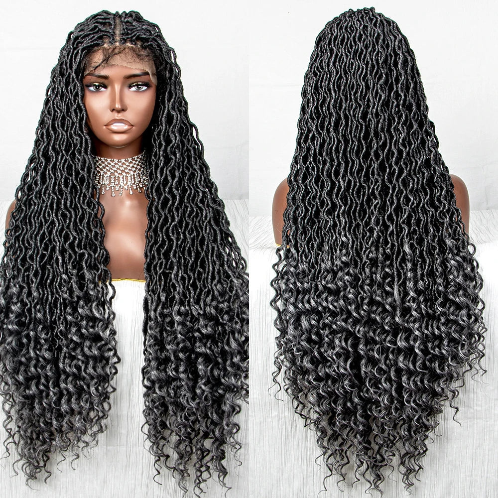 Colorful Dreadlocks & Water Wave Braids Wig | Lace Front | Baby Hair