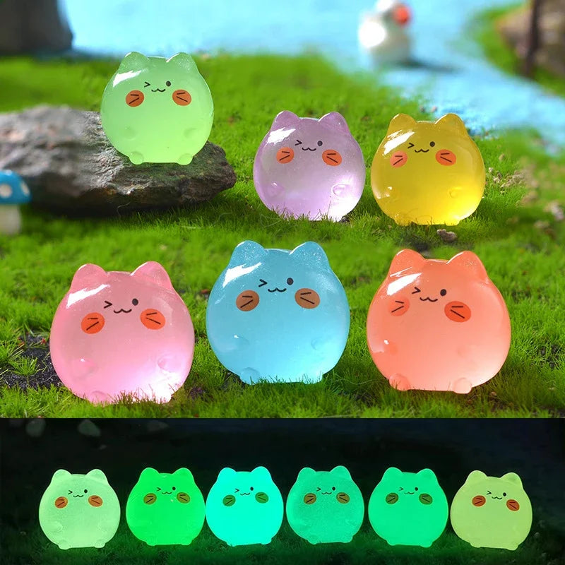 5-50pcs  Mini Cartoon Cat Luminous Ornament Crafts Miniature Figures Tiny Micro Landscape Home Decoration Accessories Gifts