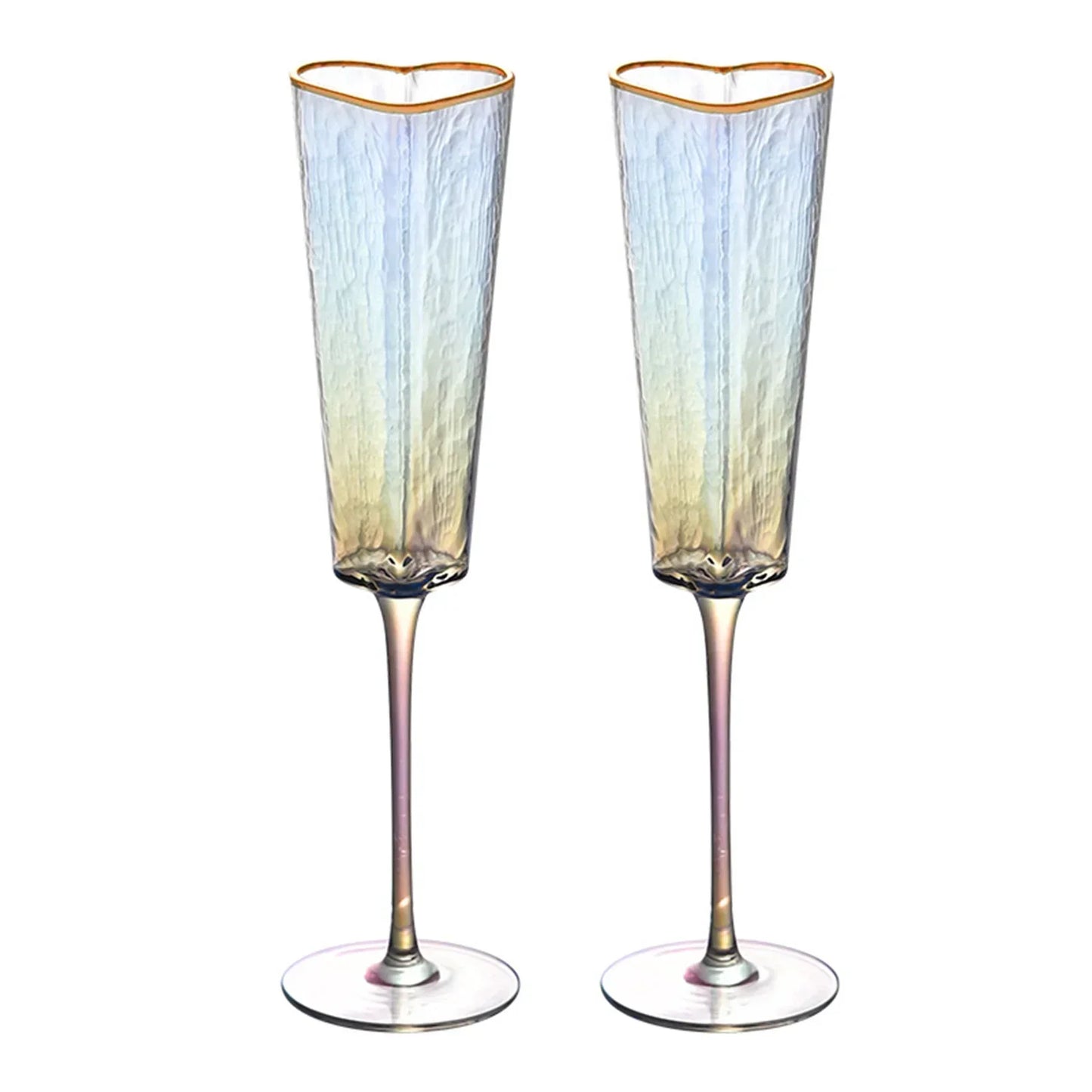 Fashion Golden Rimmed Heart Shaped Glass Goblet Durable Wine Drinking Glass For Home Party Club