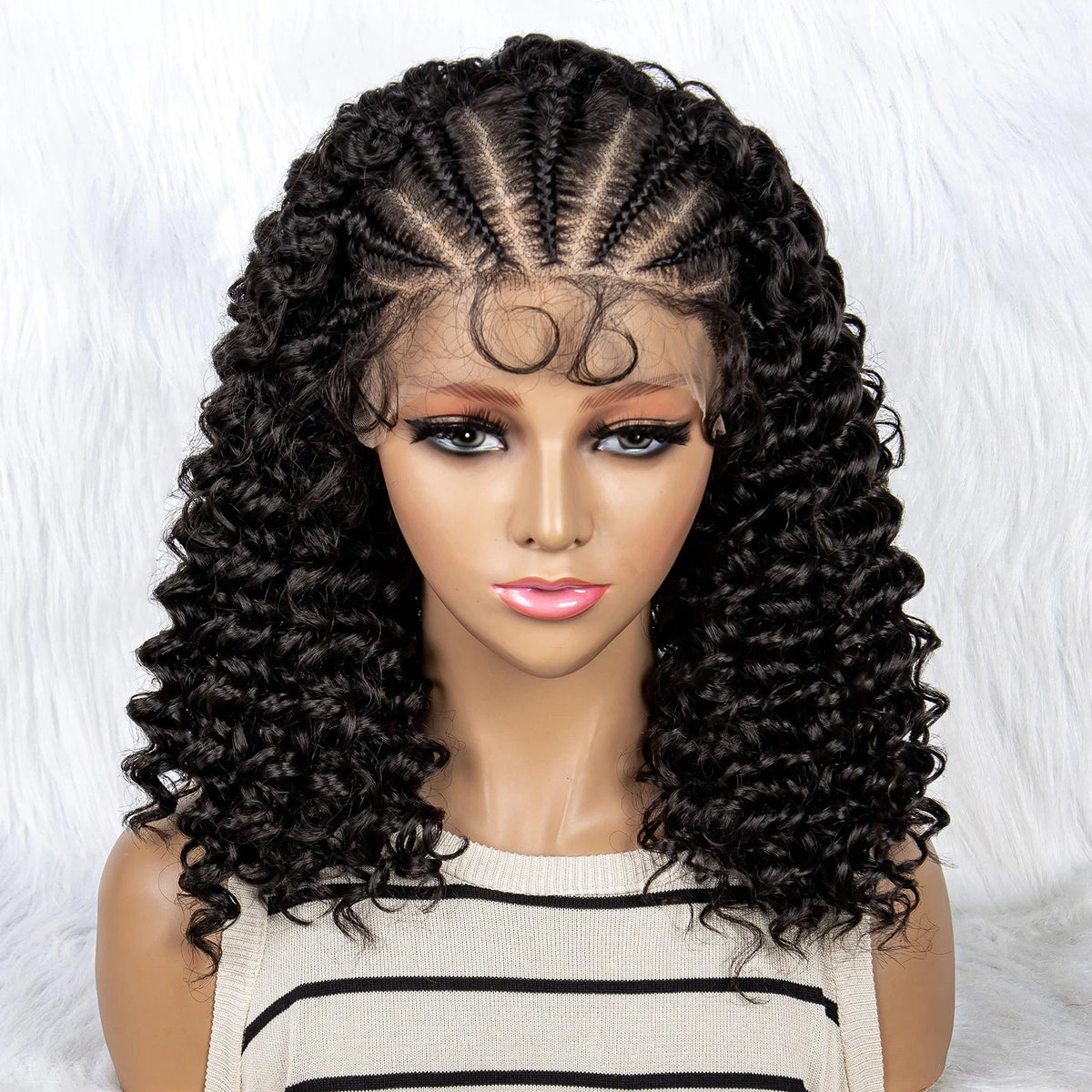 Kinky Curly Braided Bob Wig | Lace Front with Baby Hair
