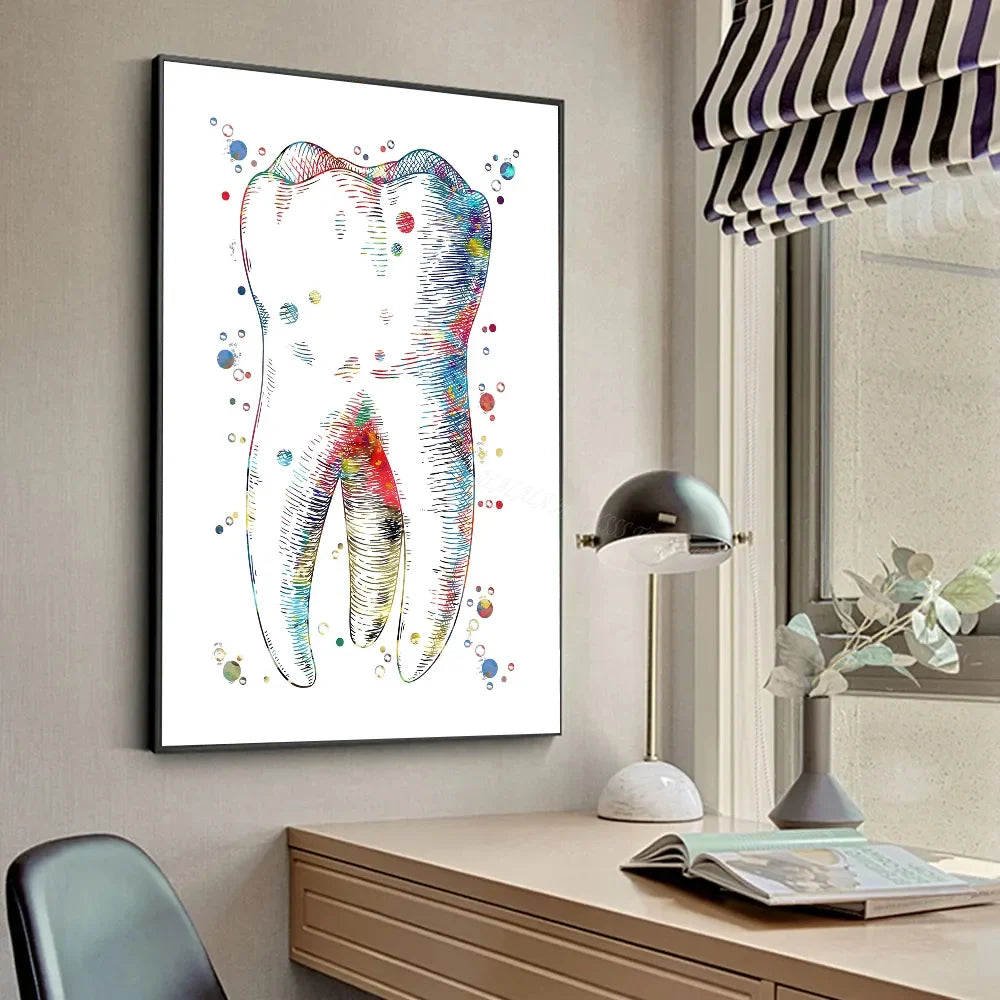 Anatomy Human Teeth Art Posters Teeth Row Teeth Illustra Poster HD Posters Home Room Bar Cafe Decor Art Wall Painting Picture