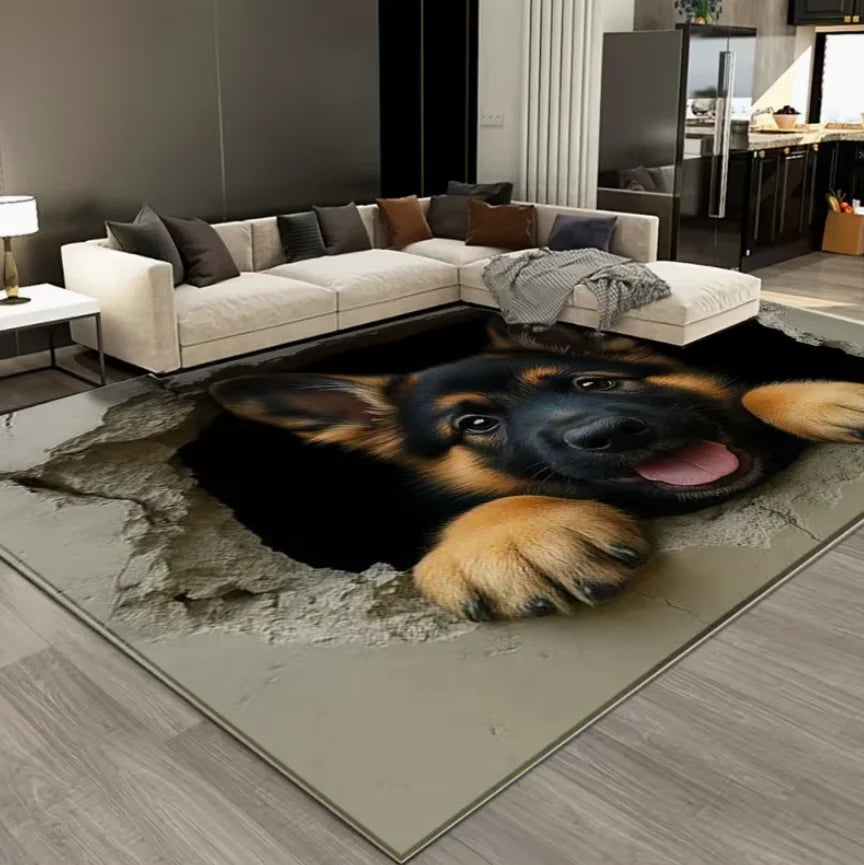 Living Room Rug German Shepherd Dog Cute Healing Theme Carpet Non-Slip Soft Easy To Clean  Pet Lover Personalized Home Decor Mat