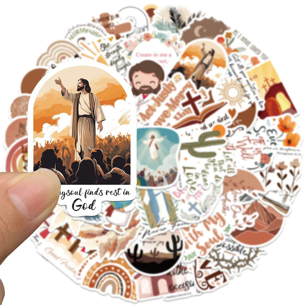 10/30/50pcs Cartoon Jesus Christian Stickers Bible Verse Faith Decals Laptop Phone Travel Luggage Car Stationery Sticker Toys