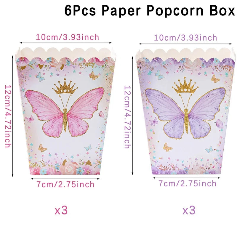 Butterfly Candy Gift Box Pink Purple Butterfly Birthday Party Decorations Kids Wedding Supplies Baby Shower Cookie Biscuit Box