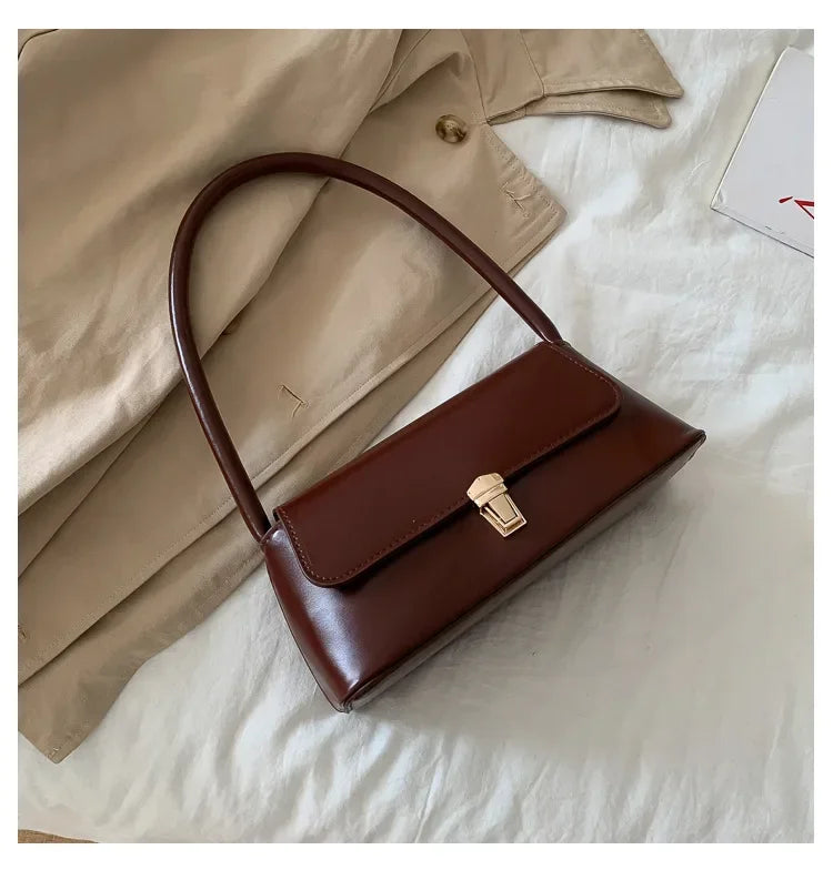 Fashion Retro Women's Shoulder Bag | Simple Solid Colour Handbag & Vintage Underarm Bag (Unisex Tote)
