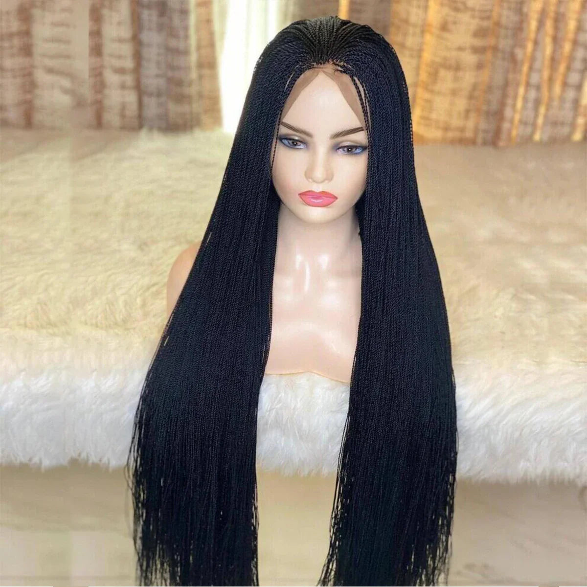 Million Twist Braided Lace Front Wig | Micro Braids Wig | Kanekalon High Heat Fiber | Black Women