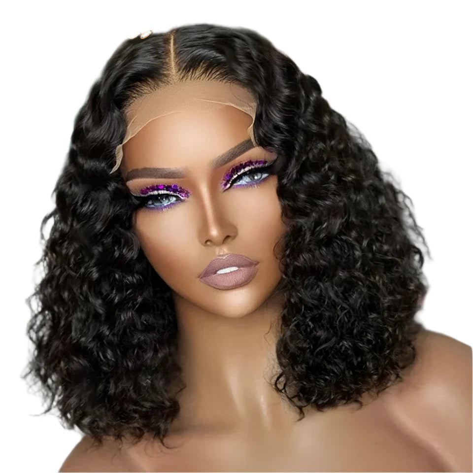 Short Jerry Curly Human Hair Bob Wig | 13x5x1 T Lace Front | Pre-Plucked Baby
