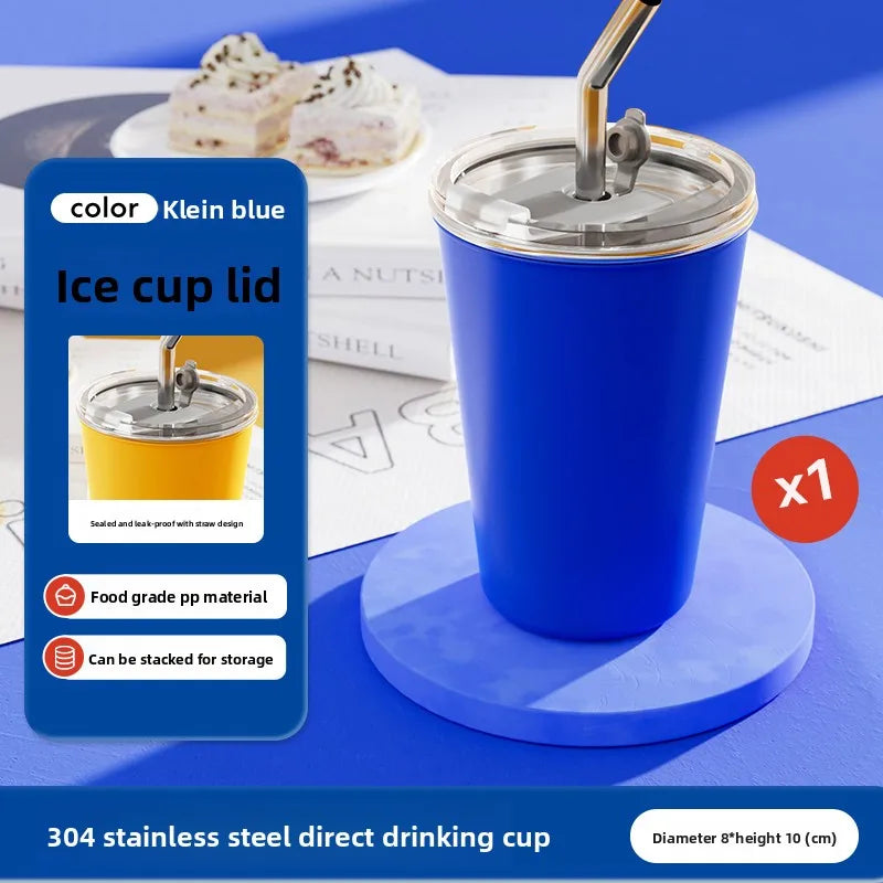 304 Stainless Steel lce cup 6 Color Options Coffee cup Leak - Proof Double use Direct Drink & Straw  Food Grade Stackable
