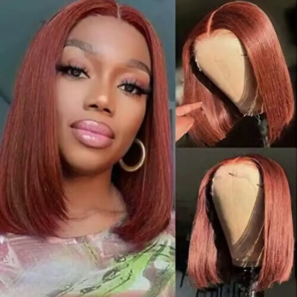 Ombre Honey Blonde & Red Wine Bob Wig | 13x4 HD Transparent Lace Front Human Hair