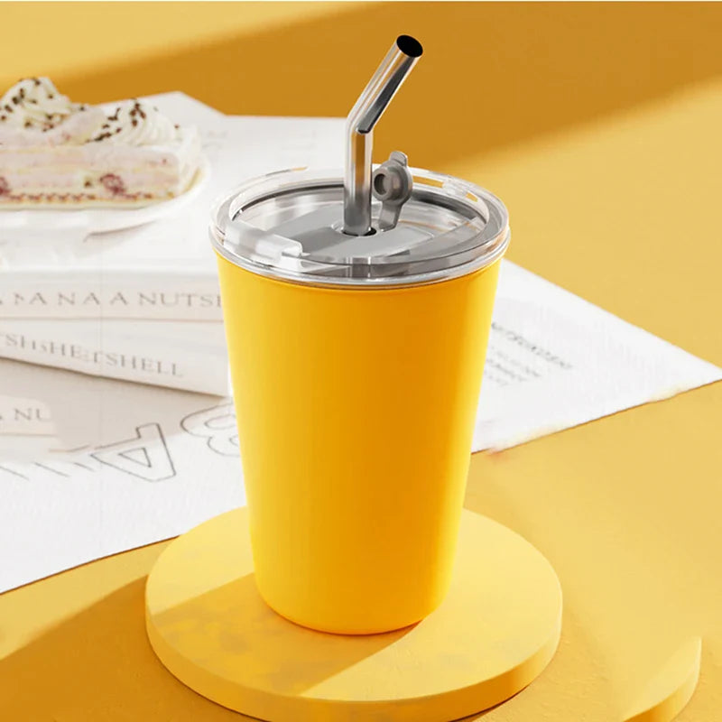 304 Stainless Steel lce cup 6 Color Options Coffee cup Leak - Proof Double use Direct Drink & Straw  Food Grade Stackable