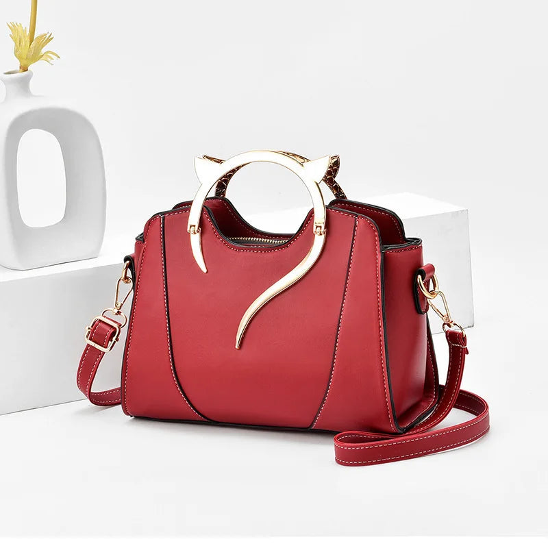 Fashion Leather Shoulder Bag & Chain Purse for Women | Small Crossbody & Trendy Underarm Bag (Square Satchel Handbag)