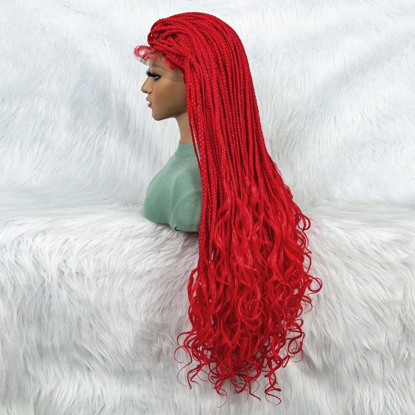New HD Curly Goddess Box Braids Wig | Transparent Full Lace