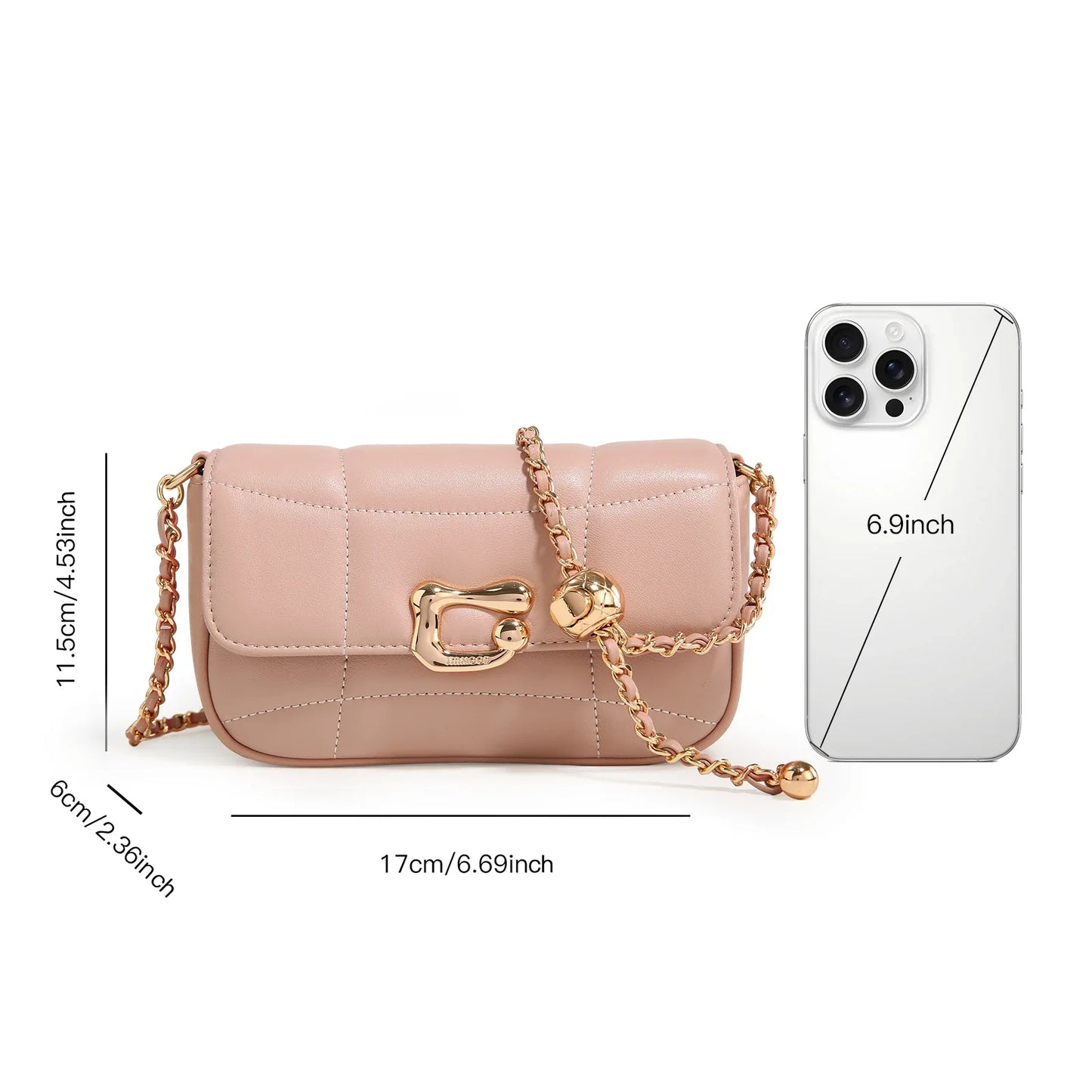 Genuine Leather Crossbody Bag | Luxury Brand Shoulder Bag with Chain Strap & Unique Design Quilted Handbag