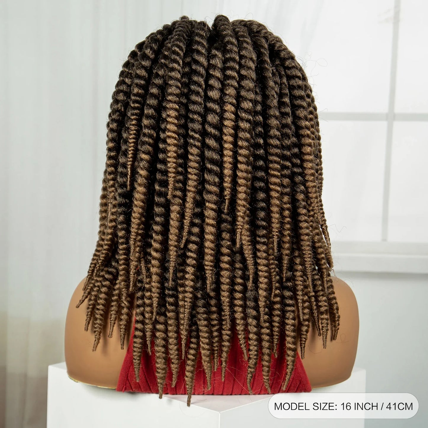 16" Twist Knotless Braids Wig | HD Full Lace | Baby Hair | Natural Look
