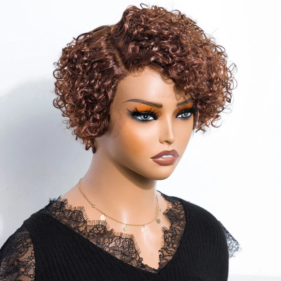 Natural Black Pixie Cut Wig | Short Curly Bob 13x1 Lace Front Human Hair (Pre-Plucked)