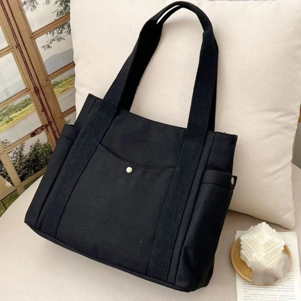 Canvas Bag Female Ins Forest Style | Versatile Shoulder Bag & Large Capacity Book Storage (Student Class Commuter Bag, Portable Cloth Tote)