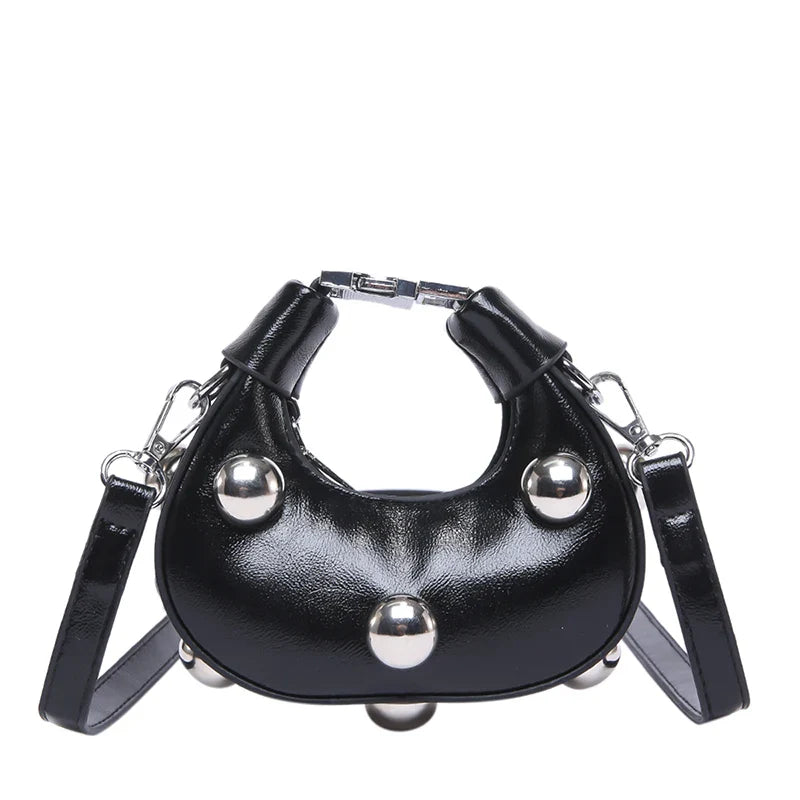 Retro Versatile Ladies Mini Handbag | Women's Big Rivet Personality Luxury Designer Crossbody Bags & Streetwear Shoulder Bag