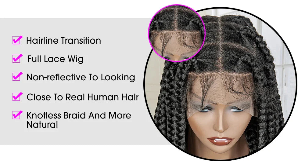 Jumbo Cornrow & Knotless Box Braids Wig | Full Lace | Baby Hair | Black Women