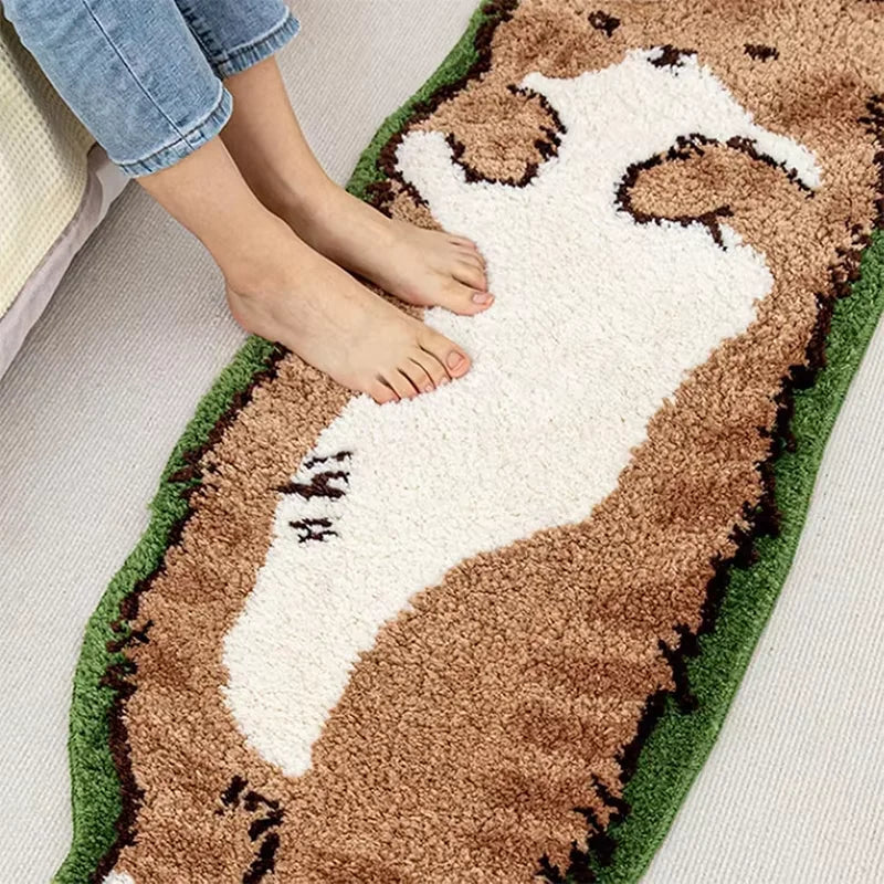 Vikama Cat Long Carpet Funny Fluffy Bedside Rugs Floor Mat Living Room Children's Room Rug Washable Non-Slip Mat Home Decoration