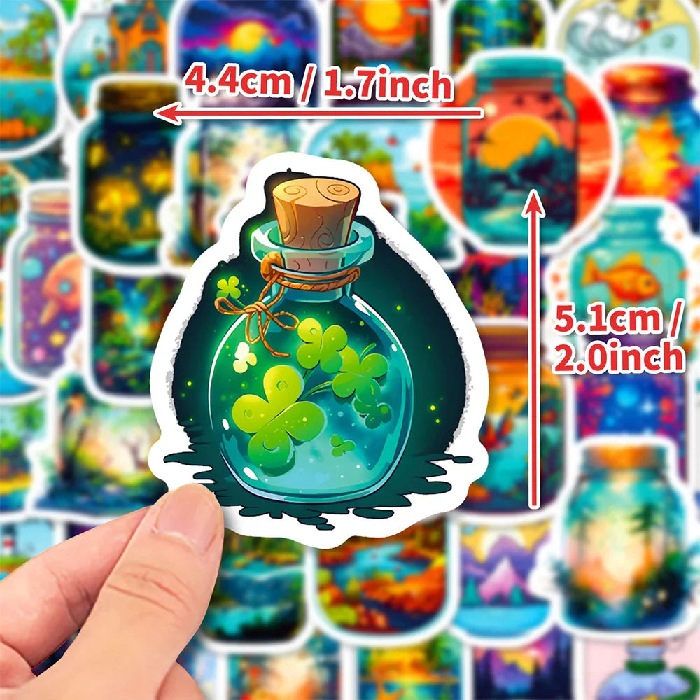 10/30/50PCS INS Style Bottle World Cartoon Aesthetic Stickers Laptop Phone Suitcase Notebook Decoration Sticker Decals Kids Toys