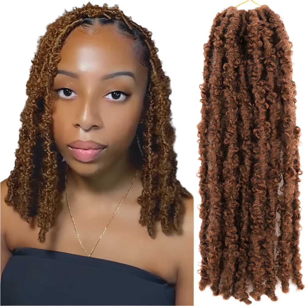 Butterfly Faux Locs Crochet Hair | 12/14" Distressed Goddess Locs | Pre-Looped | 12 Strands/Pack