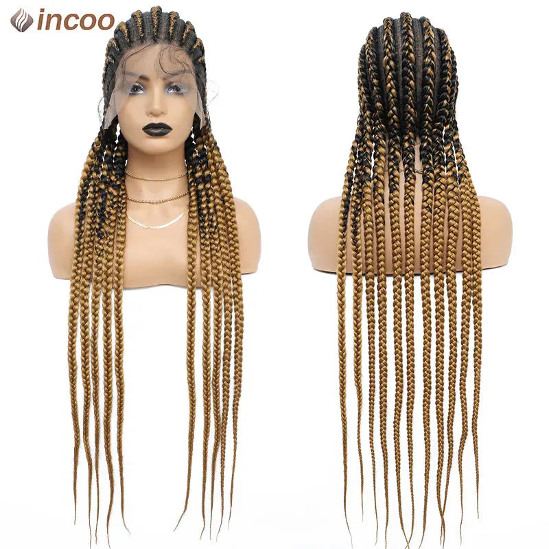 36" Twist Braided Wig | Cornrows & Goddess Braids | Full Lace Frontal | Baby Hair
