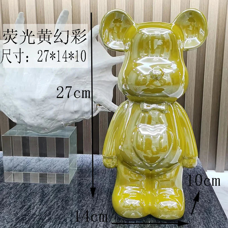 27/cm Ceramic Cartoon Teddy Bear Figurine Love Bear Ornament Living Room Small Piggy Bank Wine Cabinet Desktop Home Decoration