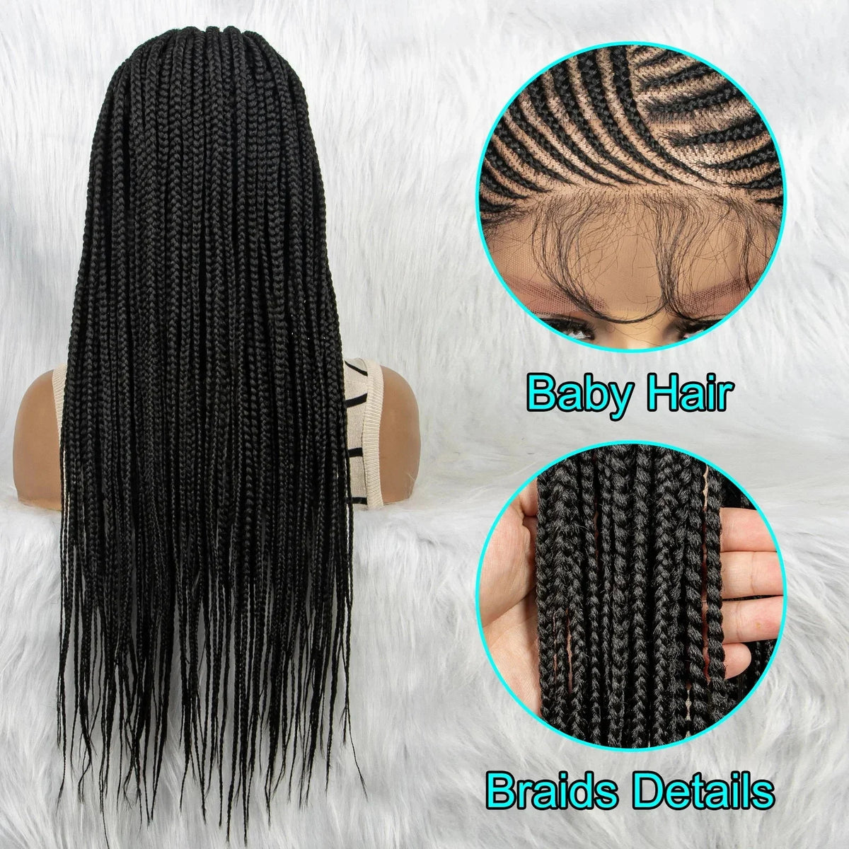 Lace Front Braided Wig | Baby Hair | Kanekalon Synthetic | Black Women