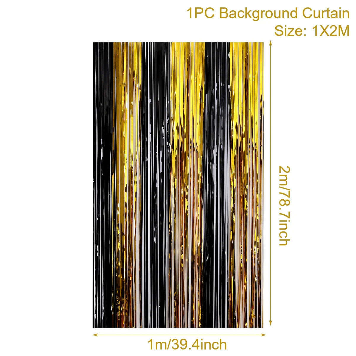 Glitter Black Gold Tinsel Fringe Foil Curtain Background Birthday Party Decorations Backdrop Curtains Wedding Adult Anniversary