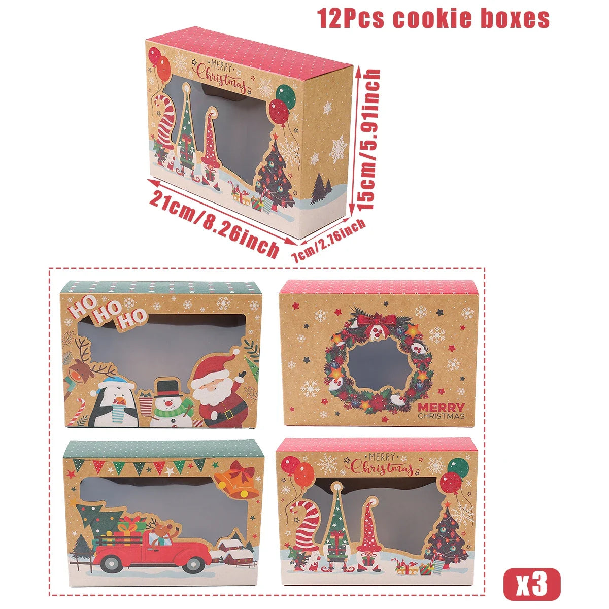 Christmas Candy Box Dessert box Cake Box Window Cookie Box Gingerbread Box Merry Christmas decoration for home 2024 Navidad