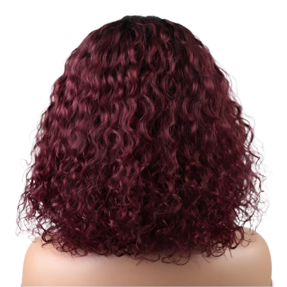Rebecca Ombre Brown Curly Wig with Bangs | Loose Deep Wavy Brazilian Remy Human Hair
