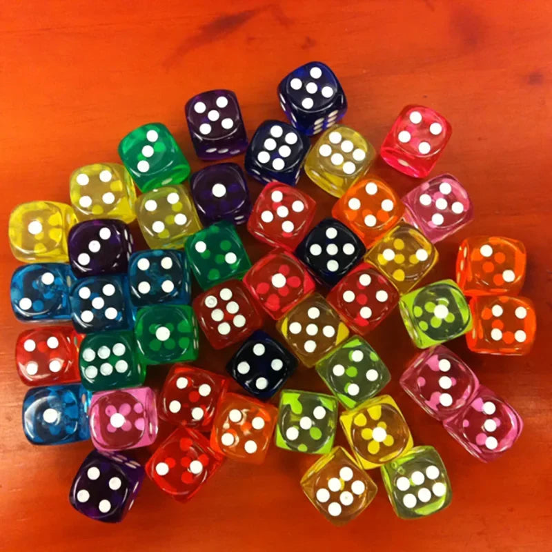 10PCS/Lot Dice Colorful Transparent Acrylic 6 Sided Dice   Club/Party/Family Games
