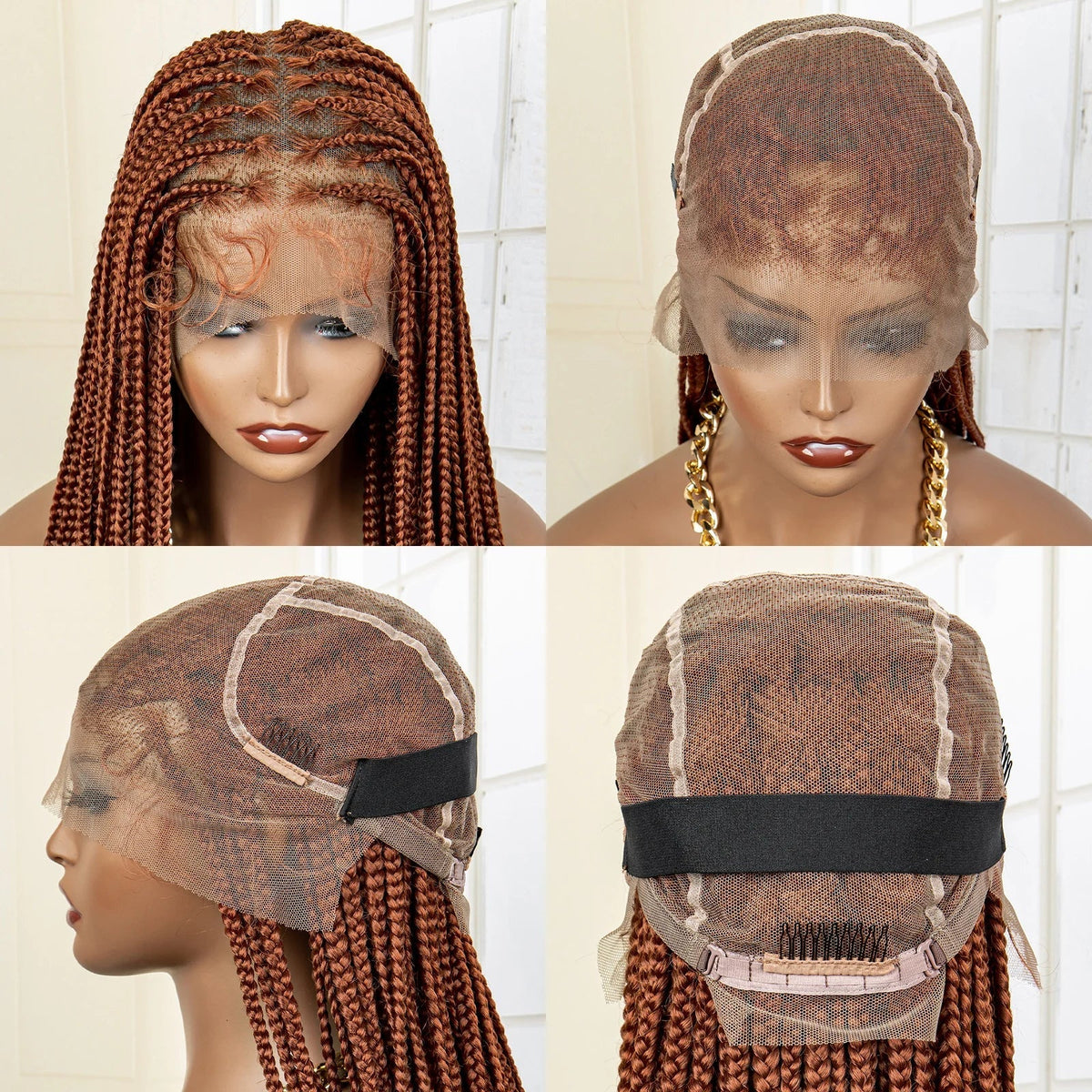 350# Blonde HD Full Lace Braided Wig | Knotless Box Cornrows | Crochet Braids | Synthetic Braids for Black Women