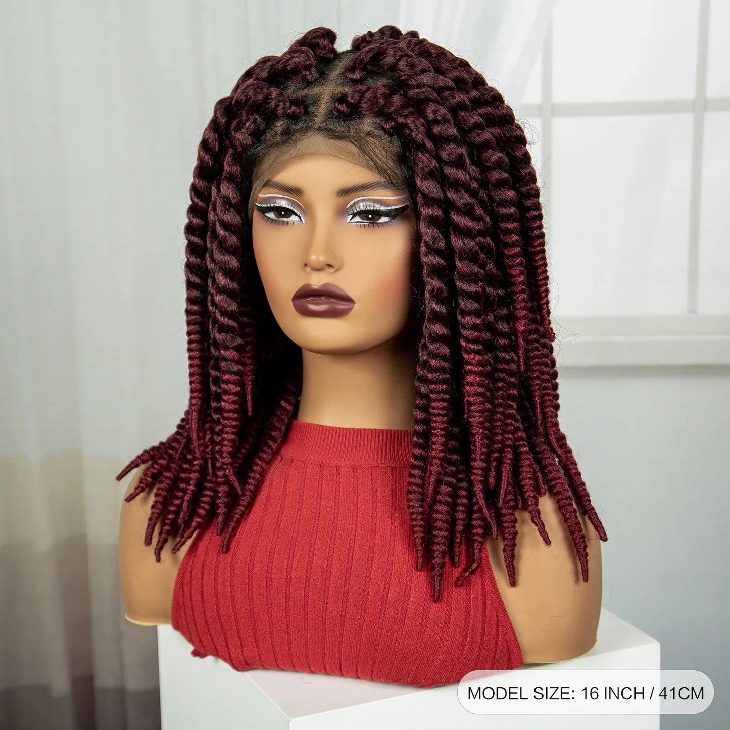 16" Twist Knotless Braids Wig | HD Full Lace | Baby Hair | Natural Look