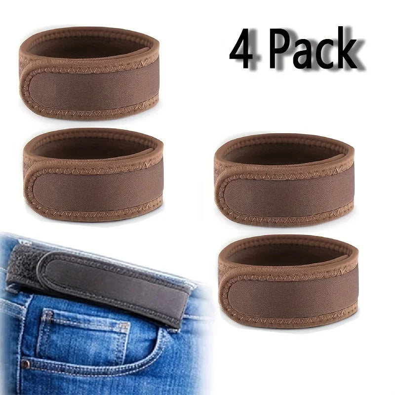 4-Pack Elastic Waistbands! No Buckle, Unisex, Stretchable, Invisible & Adjustable, Machine Washable