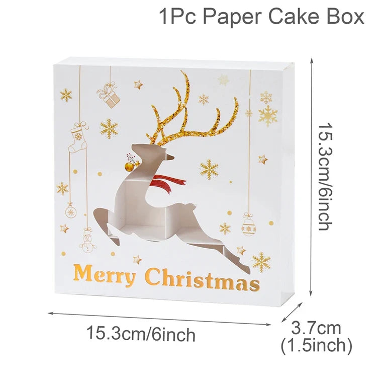 Christmas Cookie Box Candy Packaging Box Merry Christmas Decoration For Home 2025 Navidad Noel Xmas Tree Ornament Decor New Year