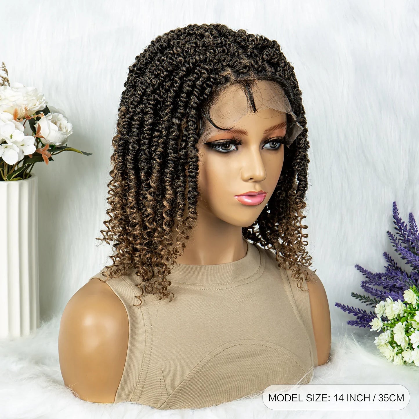 HD Lace Front Curly End Box Braids Wig | 9*6 Part
