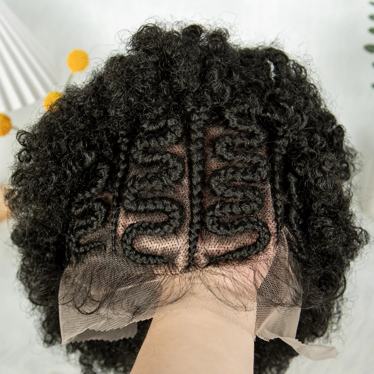 Bouncy Afro Cornrow Full Lace Braided Wig | Synthetic Braids | Black Women