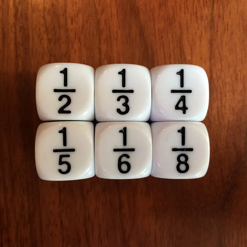 10 PCS/Set White/Green/Red Fractional Number Funny Dice Education Game Accessory  16*16 mm