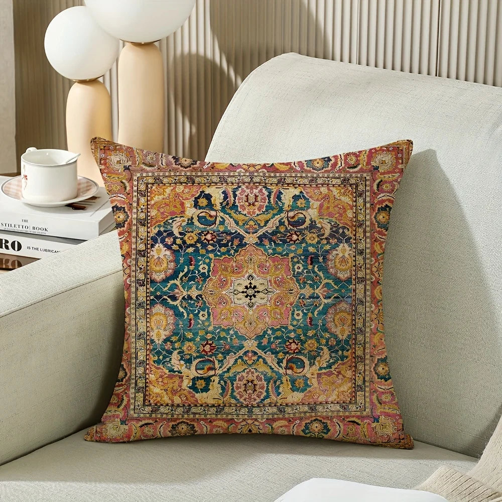 VIKAMA Bohemian Retro Pillow Case, Nordic Ethnic Accent Pillow Cover, Washable, Zippered Closure, Sofa And Bedroom Home Decor