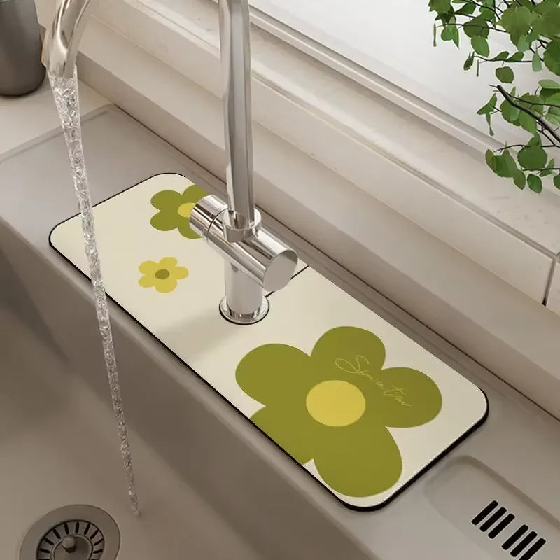 VIKAMA Cartoon Cute Faucet Mat Kitchen Super Absorbent Mat Coffee Machine Drain Mat Drying Mat Quick-Drying Bathroom Drain Mat