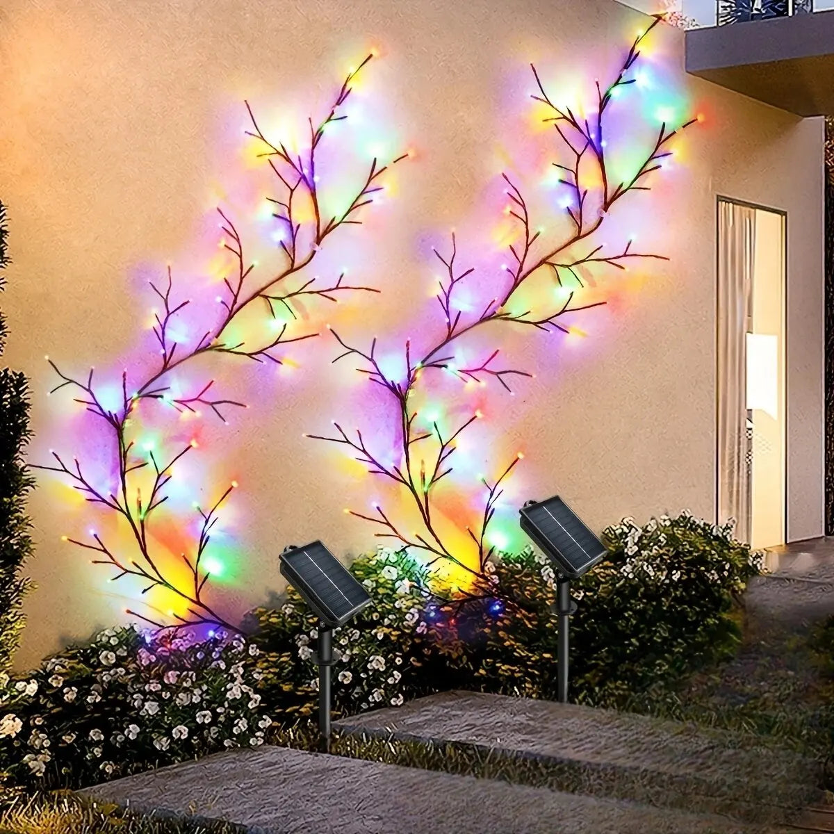 1PC Solar 96LED Willow Vine Lights,Outdoor Waterproof Fairy String Lights,Wall Decor Lamps For Garden,Porch,Shop,Terrace,Pathway