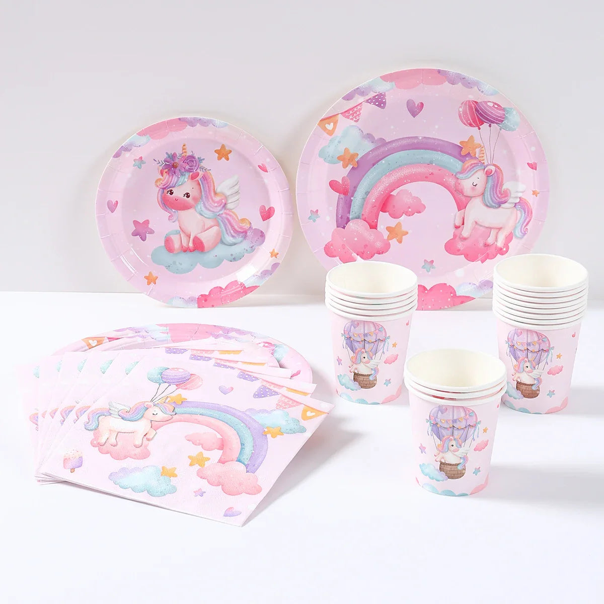 Unicorn Disposable Tableware Set Plates Cups Napkins Birthday Party Decoration Kids Boy Girl Wedding Birthday Party Supplies