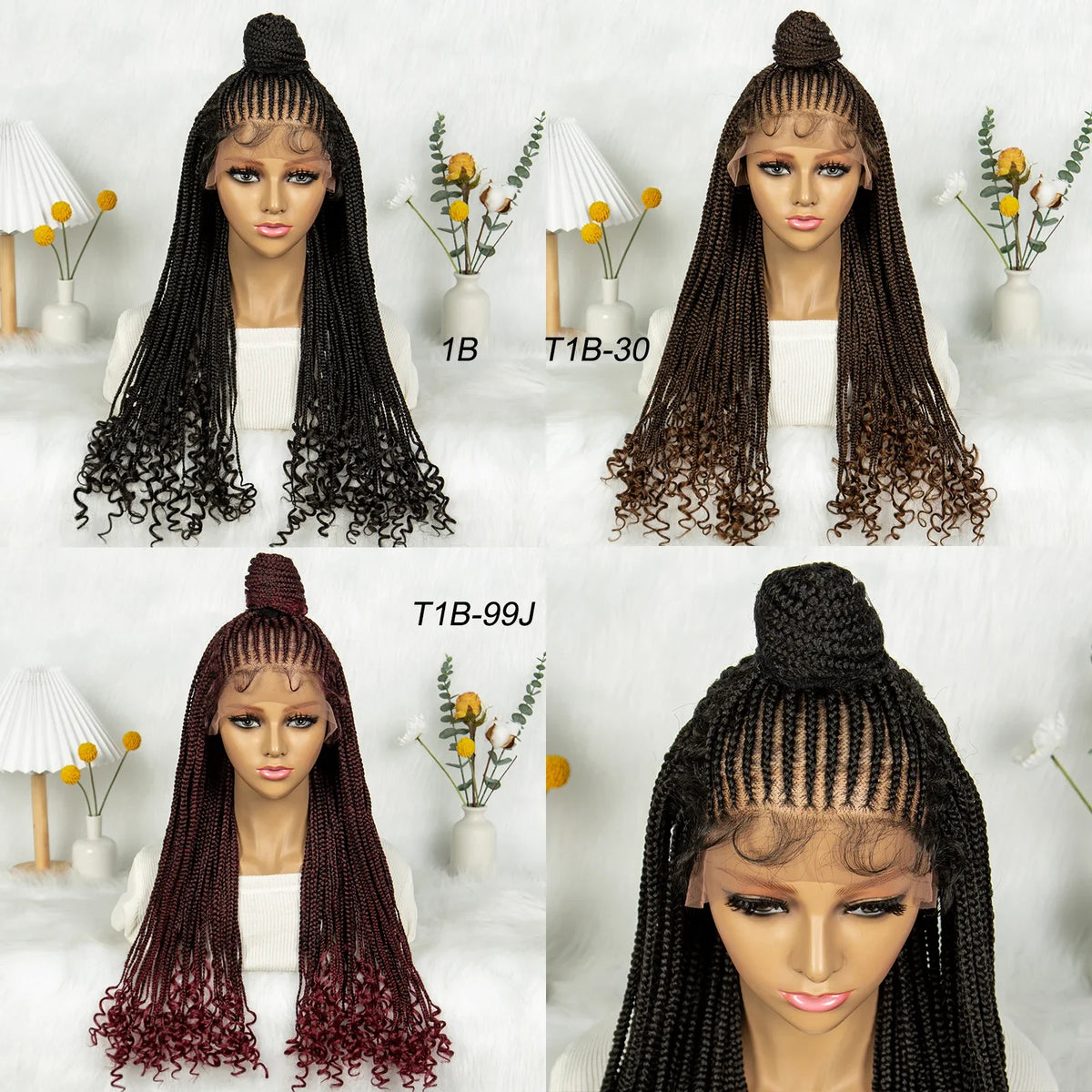 Updo Braided Wig with Curly Ends & Baby Hair | Lace Front