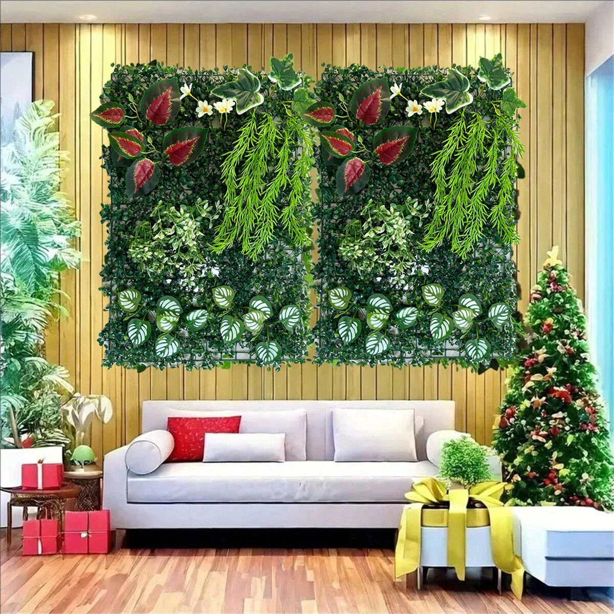 Artificial Ivy & Fern Leaf Wall Panel Plastic Greenery Backdrop for Weddings Parties Events Outdoor/Indoor Decor Party Backdrop