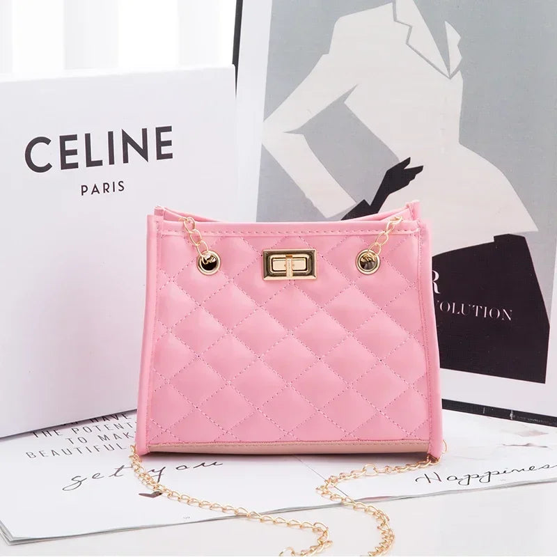 Women's Tote Bag with Chains | Diamond Lattice Underarm Luxury Shoulder Bag for Ladies (Designer Handbag for Parties)