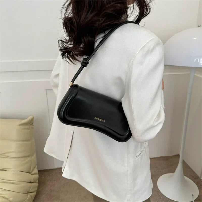 Ladies Shoulder & Crossbody Bags | PU Leather Women's Underarm Bags & Solid Color Small Top-Handle Purse (Female Daily Handbags)