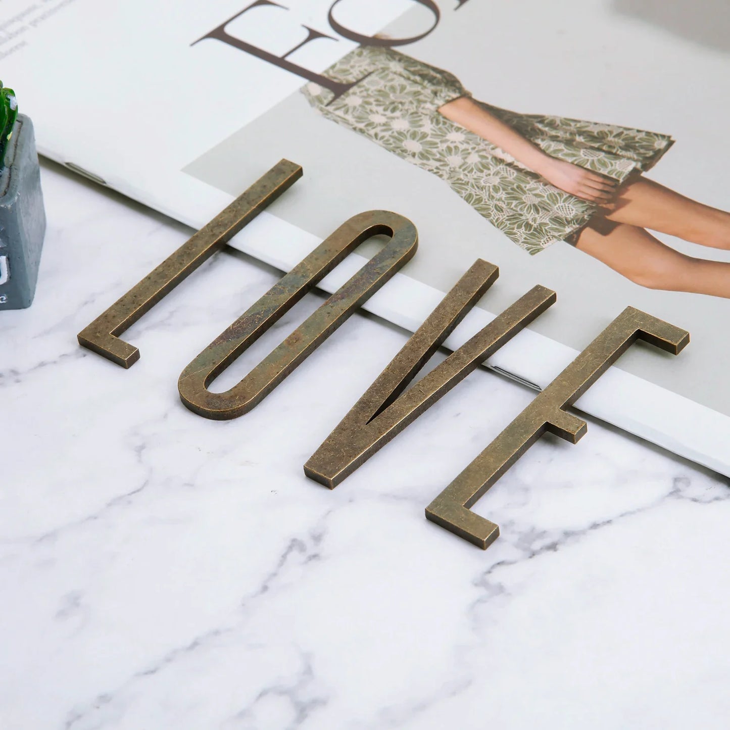 Bronze Self Adhesive House Number Metal English Alphabet Letters for Apartment Room Door Plate Table Mailbox Number Stickers 7cm
