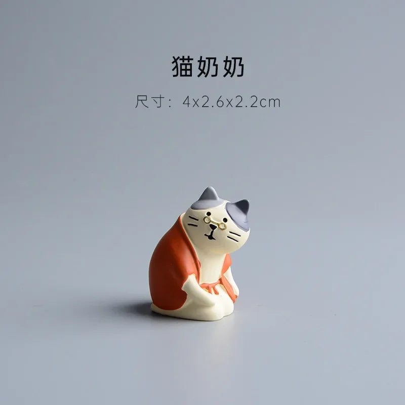 ZAKKA Miniatures Study Bookcase Home Decor Cute Cartoon Cat Retro Desk Gramophone Ornament Crafts Dollhouse Accessories Toy Gift
