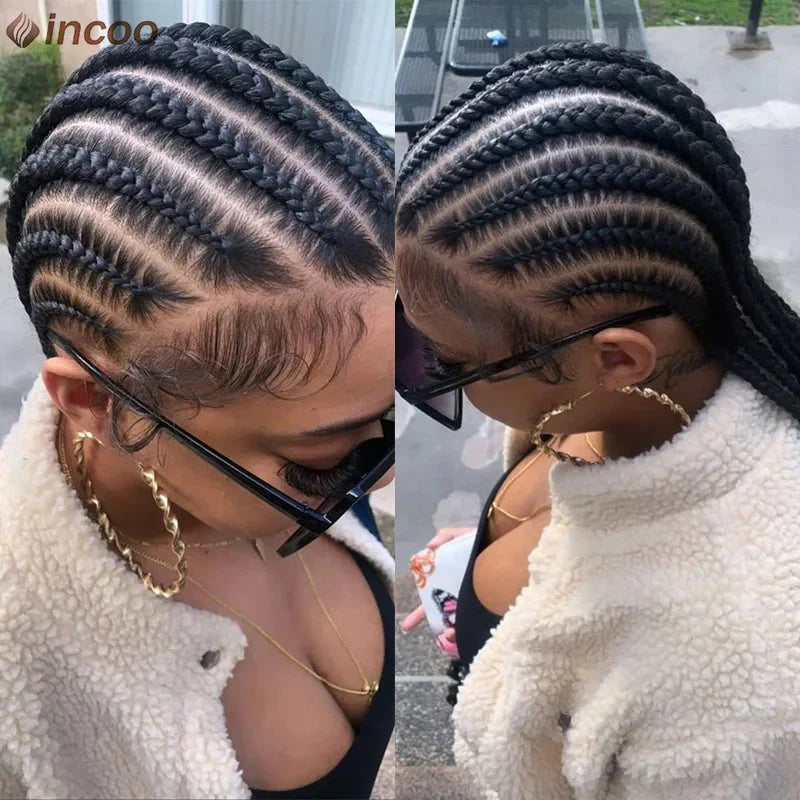 36" Twist Braided Wig | Cornrows & Goddess Braids | Full Lace Frontal | Baby Hair